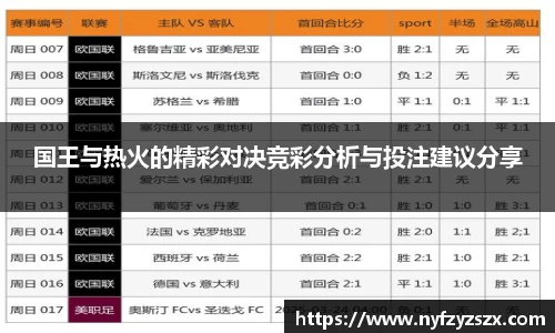 国王与热火的精彩对决竞彩分析与投注建议分享